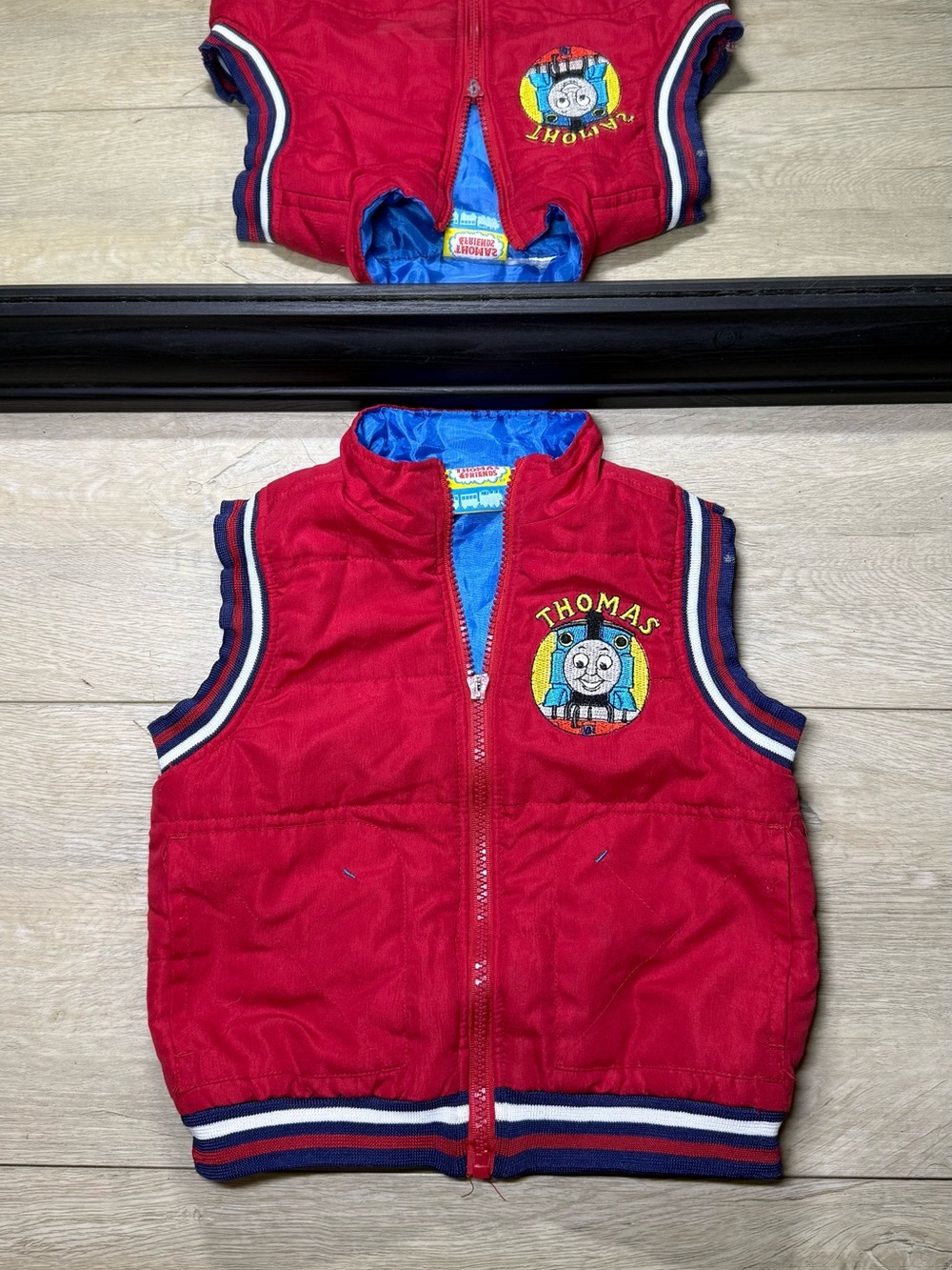 Y2K 2000s Kids / Toddlers Thomas The Train Embroidered Striped Sweater Vest